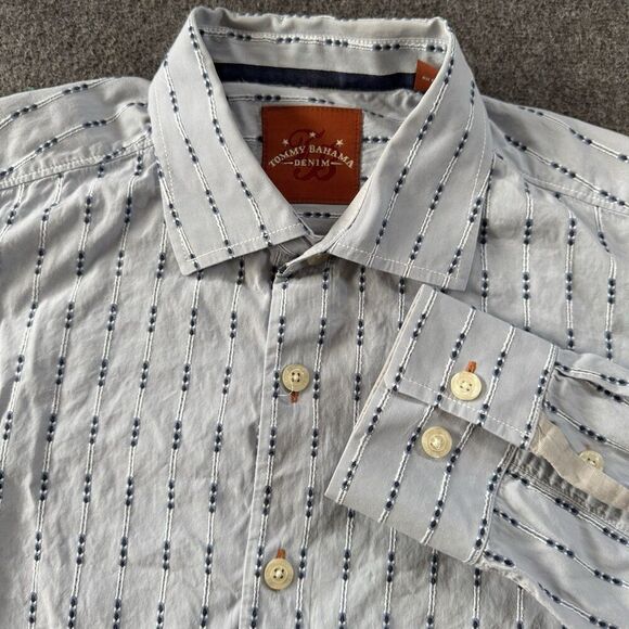 Tommy Bahama Other - Tommy Bahama Denim Long Sleeve Shirt Mens M Blue Button Down Textured AOP EUC